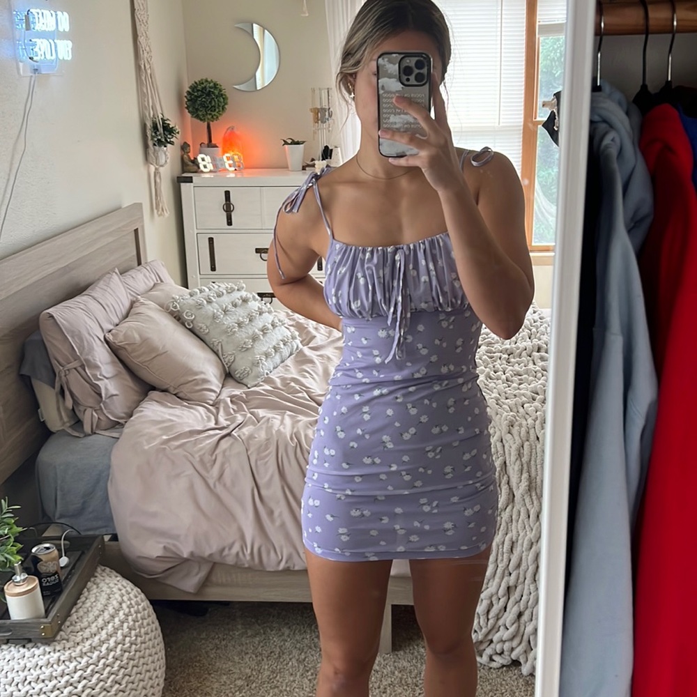 shein purple flower dress